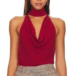 Lovers + Friends Burgundy Halter Top in Small